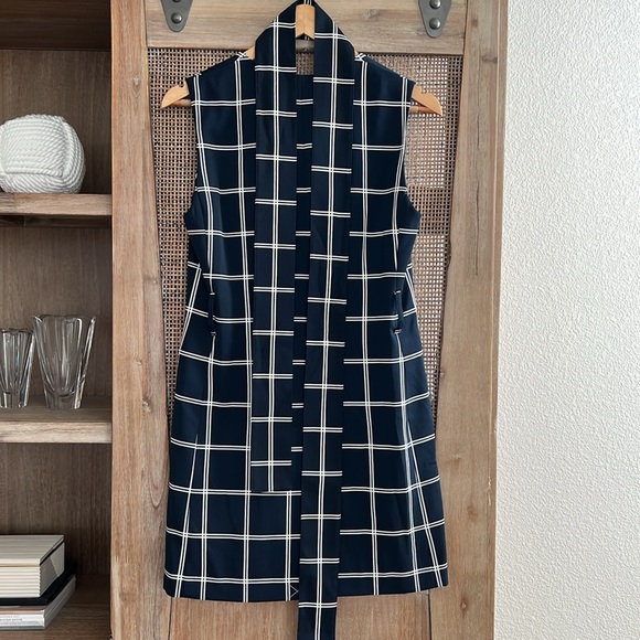 NWT J.CREW 365 French Girl Windowpane Vest Blazer size 0 Navy Blue Checkered - Picture 5 of 10